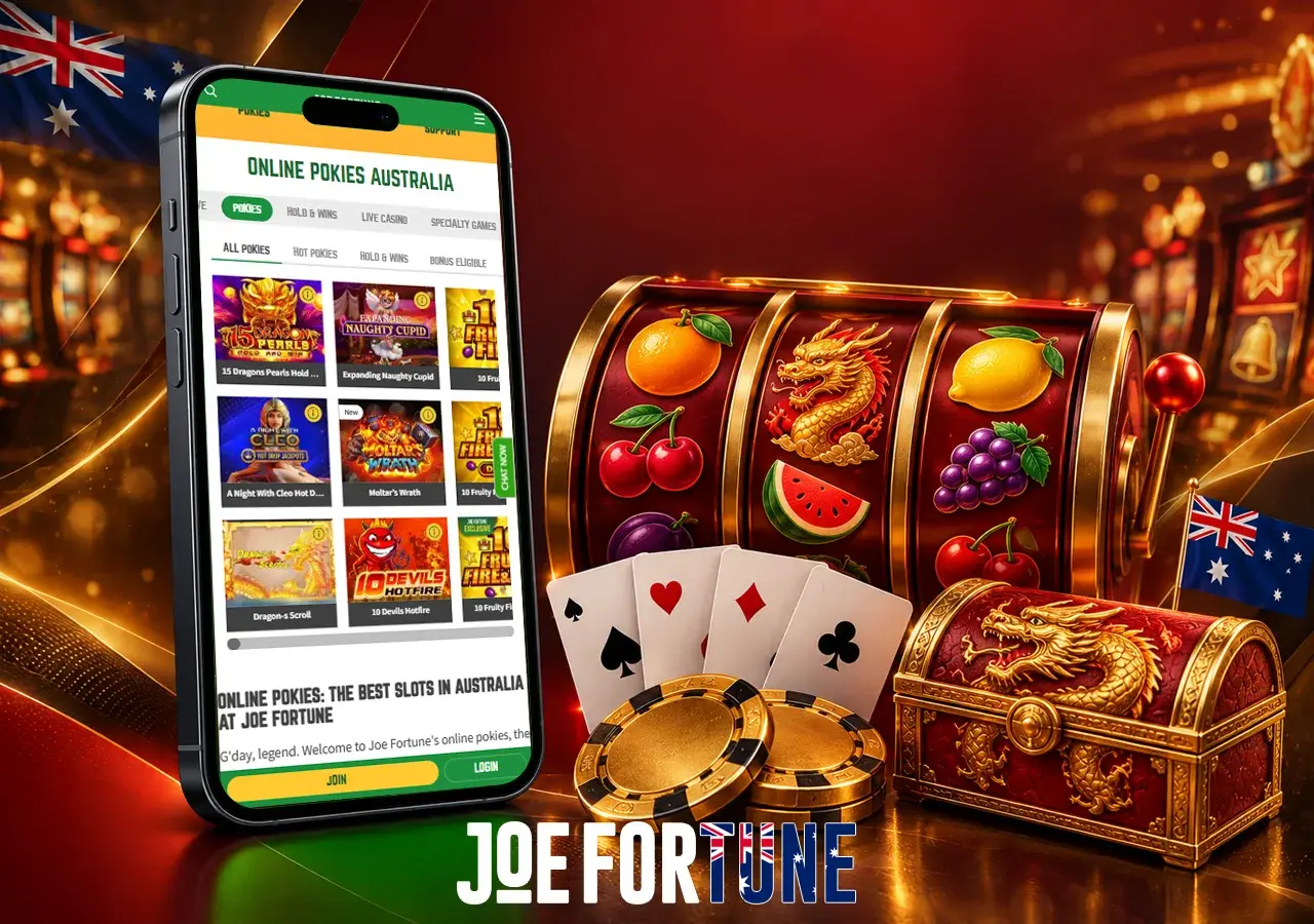 Browse Joe Fortune pokies, live tables, jackpots and other available game categories.