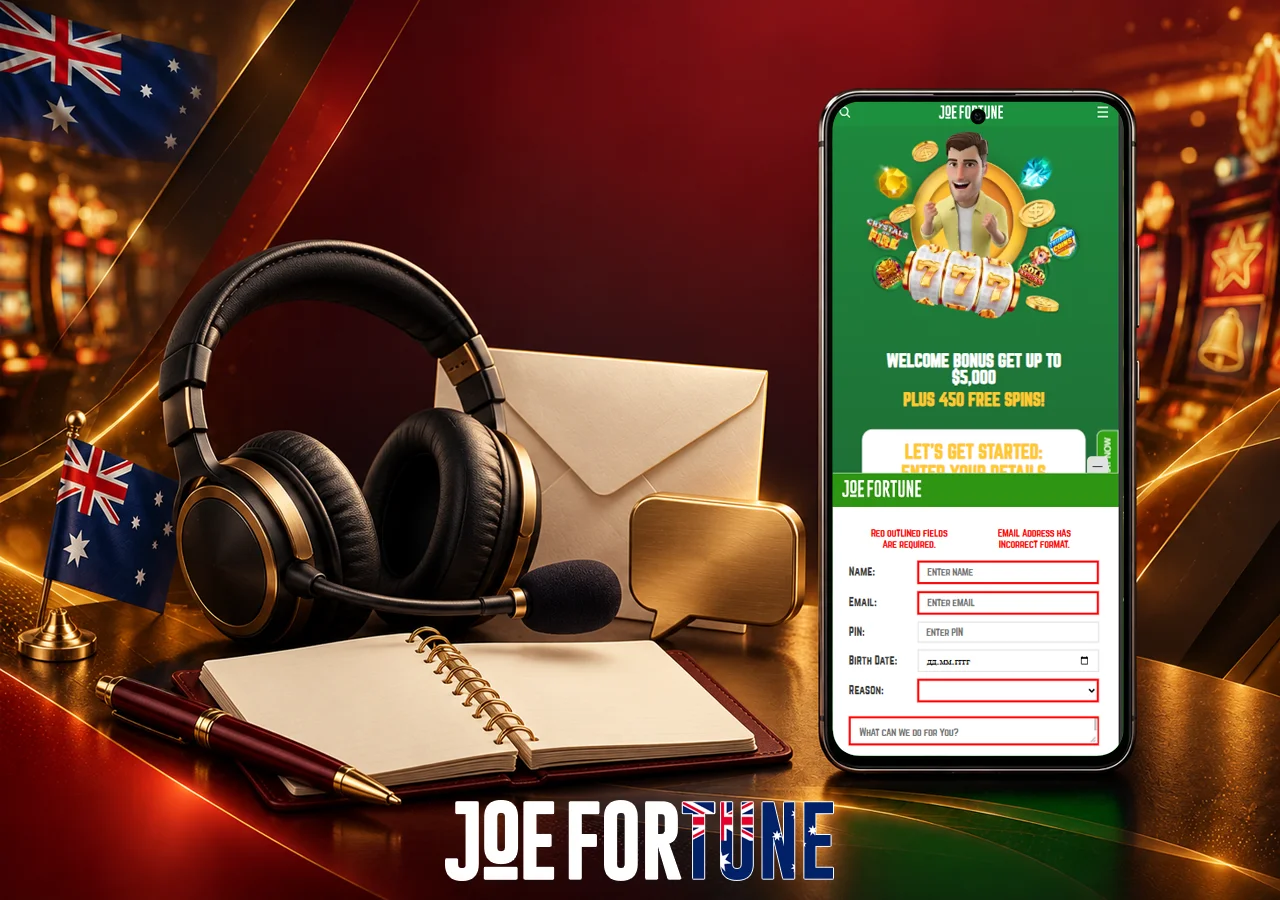 Player support form on mobile beside headset, email and notepad