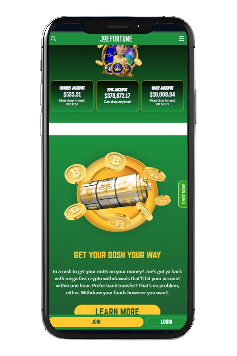 Joe Fortune Casino mobile screen screenshot