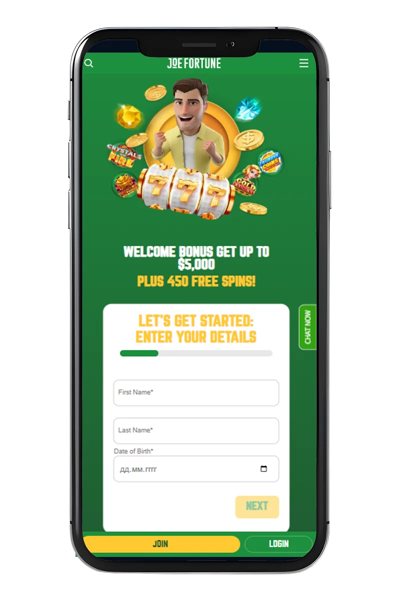 Joe Fortune Casino mobile screen screenshot